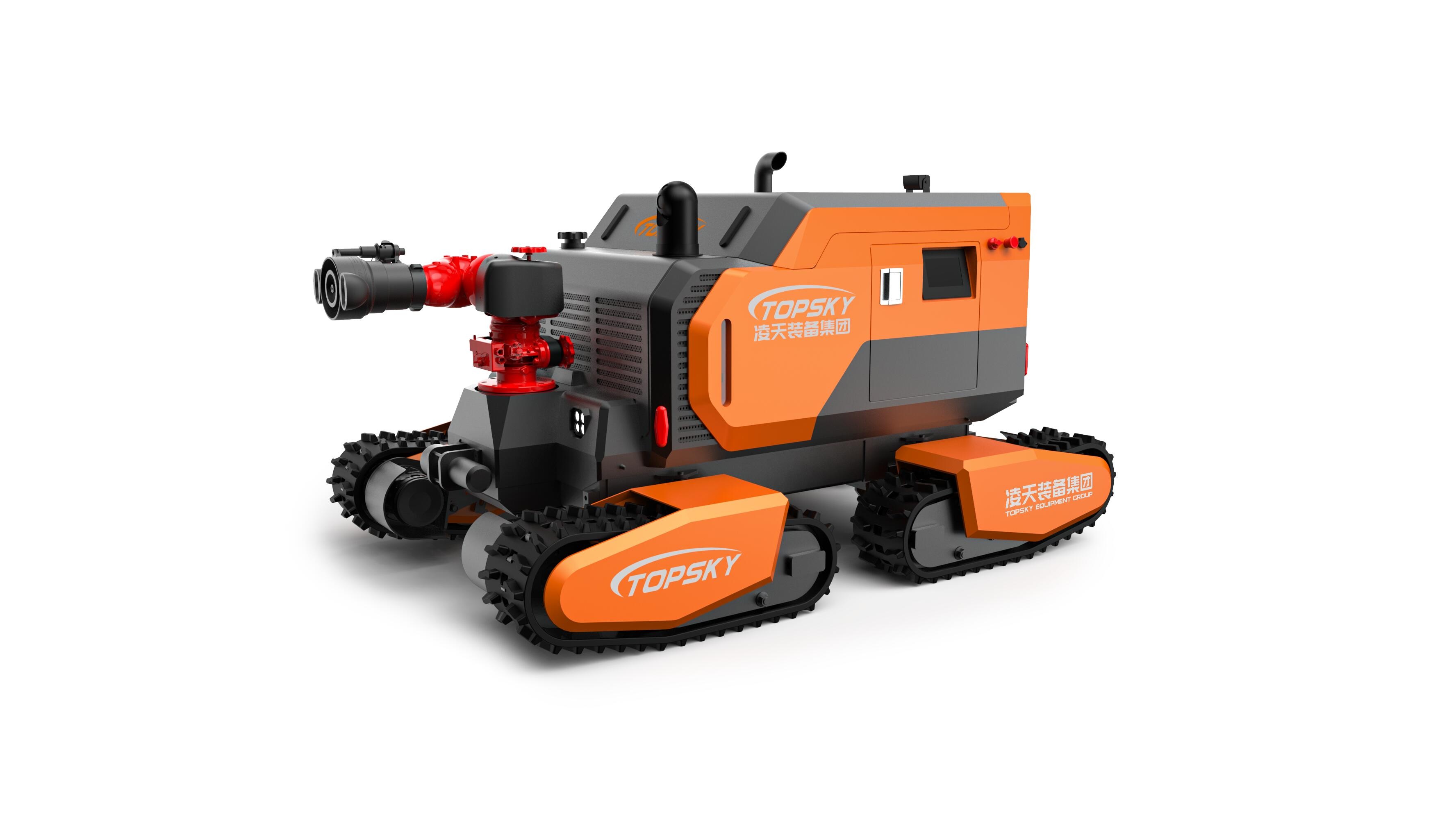 全地形消防滅火機器人 （第2代，四履帶，油動液壓、150進口消防水炮）